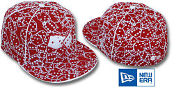 NEW ERA FLOCKED DICE RED AND WHITE FITTED CAP