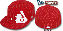 NEW ERA REDS MLB SILHOUTTED PINSTRIPE FITTED CAP