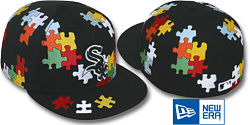 NEW ERA WHITE SOX BLACK PUZZLE FITTED CAP