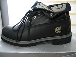 Timberland Leather Black Rolltop Boot